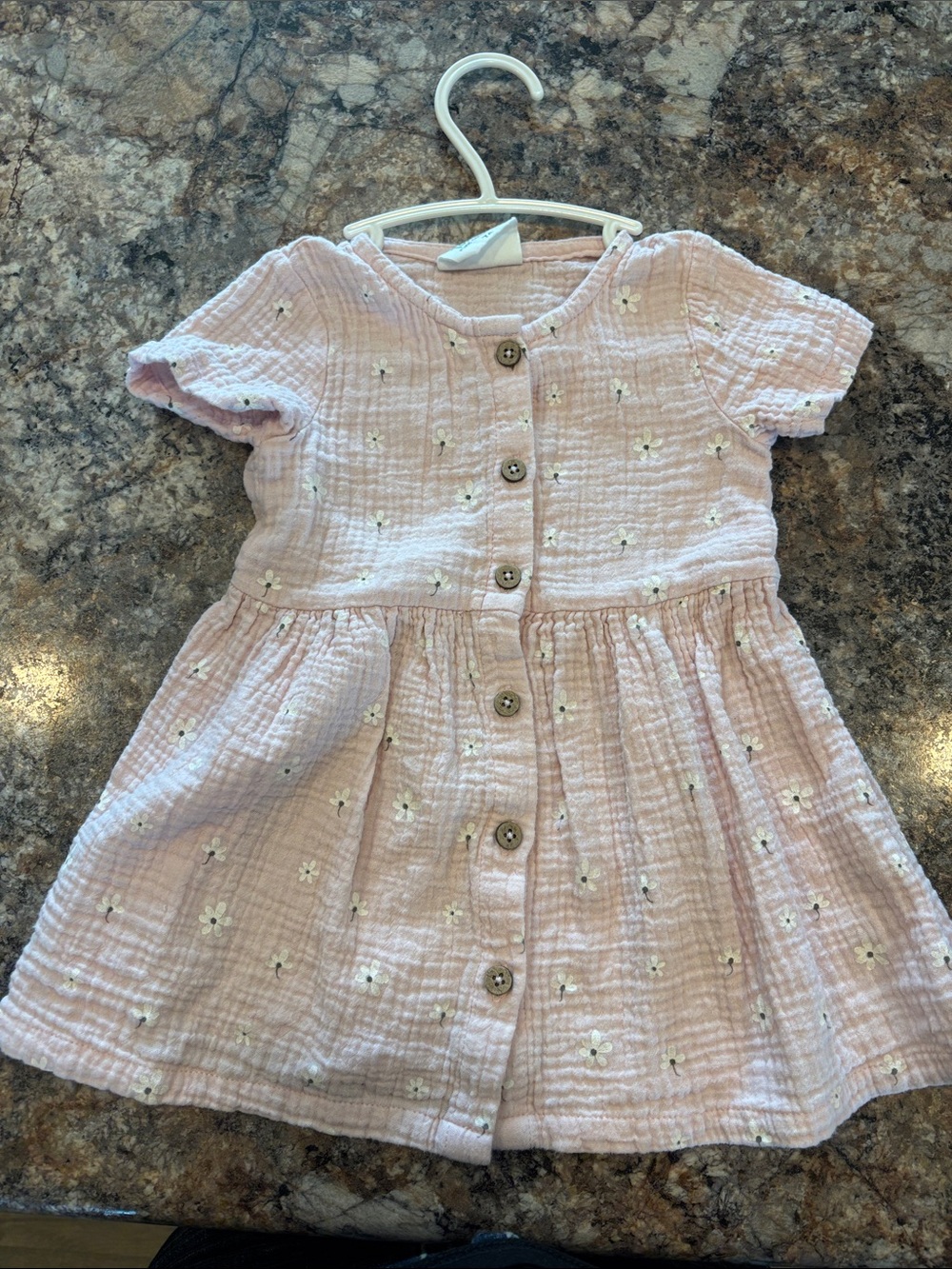Toddler Pink Floral Button-Front Casual Dress